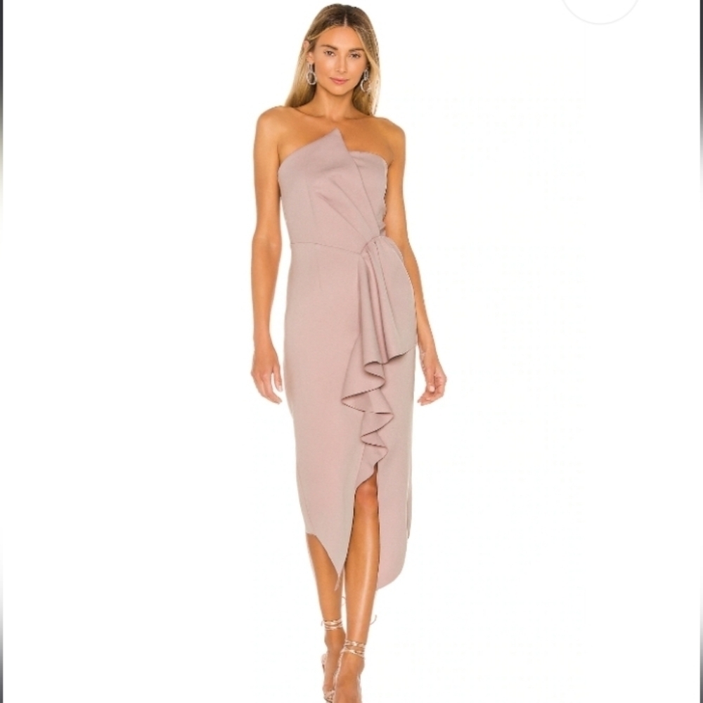 Elliat NWT High Low Asymetric Ruffle Reception Dress in Iris Pastel Lavender